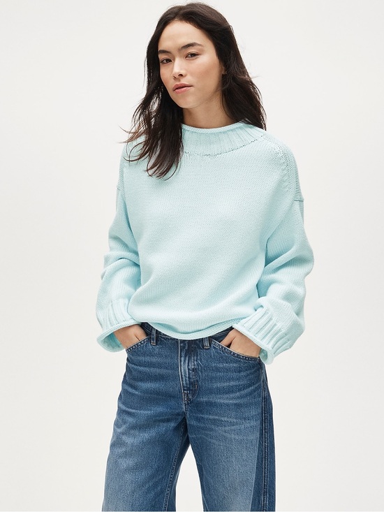 J. Crew Sweaters - NWT J.Crew 2025 Rollneck Sweater Sheer Blue